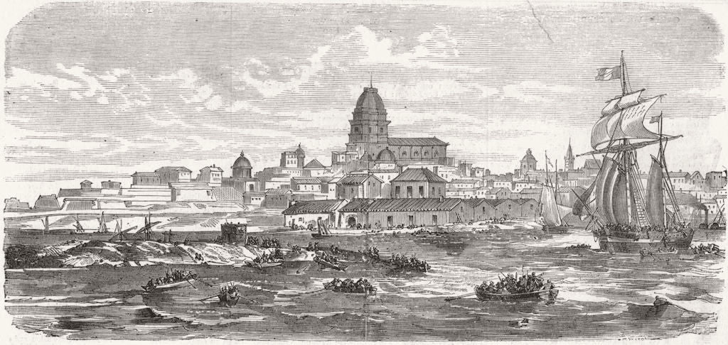 ITALY. Landing of Garibaldi, Marsala, in Sicily 1860 old antique print picture